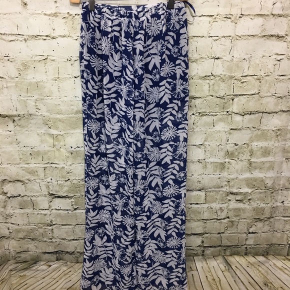 Sans Souci Blue Floral Sheer Wide Leg Pants - Picture 3 of 5
